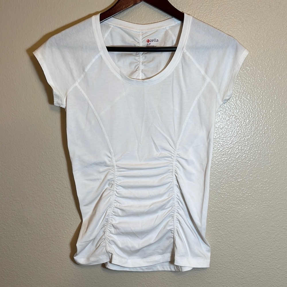 ZELLA White Rouched Short Sleeve Shirt